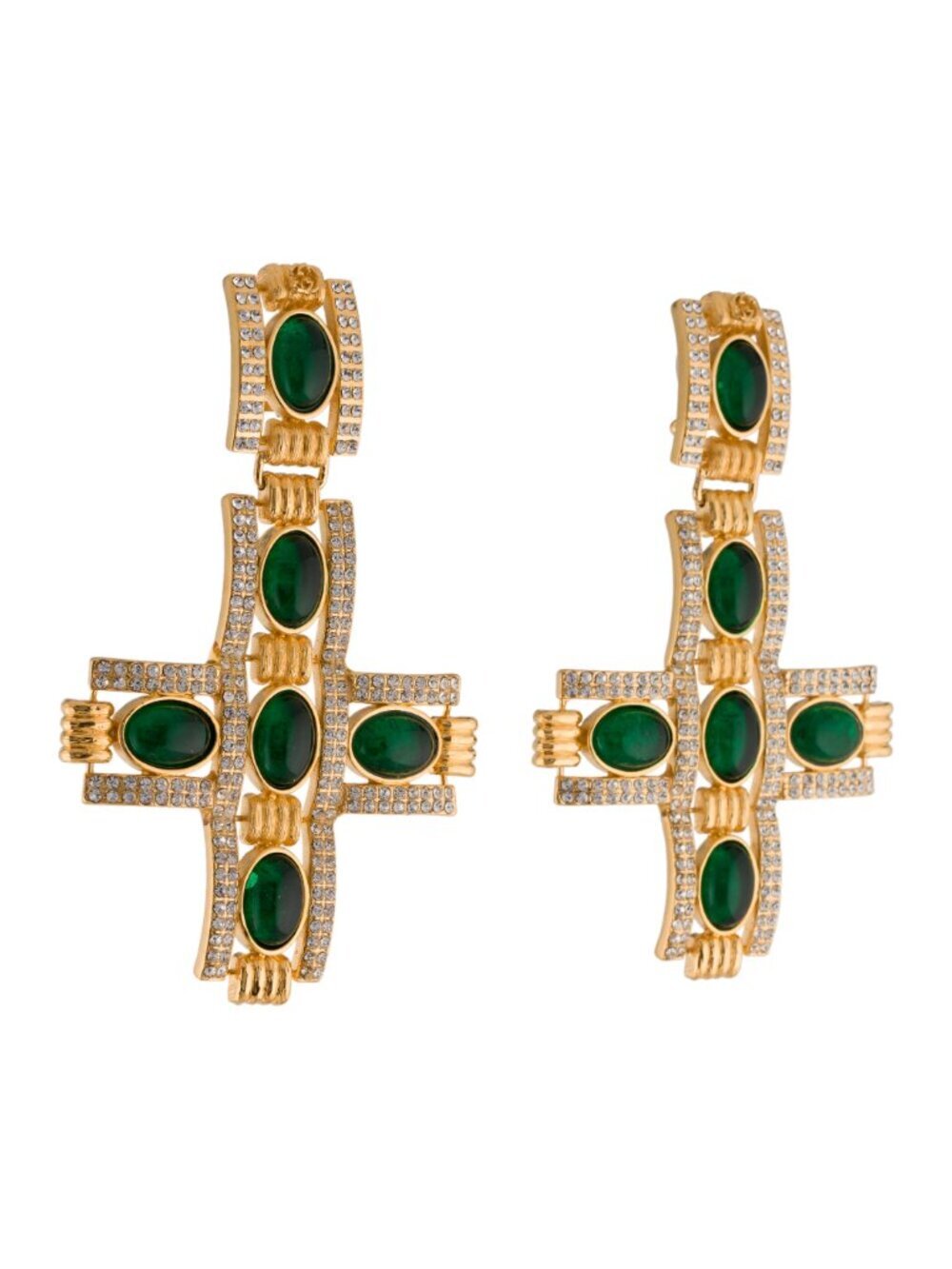 Gucci Large Gold Tone Cross Earrings - Picture 1 of 10